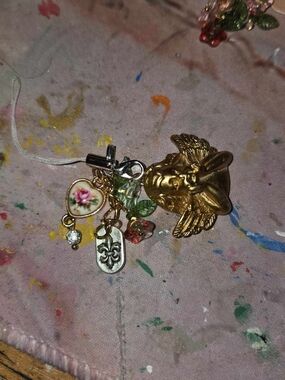 Hand Crafted Bridgerton Inspired Gold Angel Charm Phone Strap